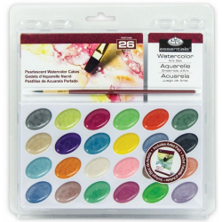 Obrázek ROYAL and LANGNICKEL Akvarelové barvy perleťové 24 ks + štětec a blok akvarelových papírů