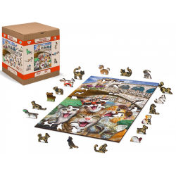 Obrázek Dřevěné Puzzle Kočky v Benátkách L 37,5x25,4 cm