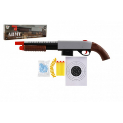 Obrázek Brokovnice/puška 46cm plast + vodní kuličky 6mm,pěnové náboje, gumové kul. v krabici 49x14x4cm