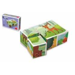 Obrázek Kostky kubus Lesní zvířátka dřevo 6ks v krabičce 12,5x8,5x4cm