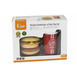 Obrázek Drevený hamburger a nápoj