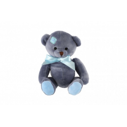 Obrázek Medvěd sedící s mašlí plyš 20cm modrý v sáčku 0+