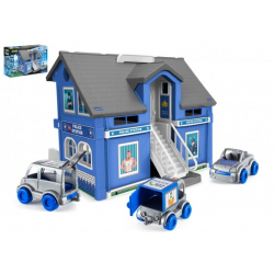 Obrázek Play House - Policejní stanice plast + 3ks auta + 1ks helikoptéra v krabici 59x39x15cm