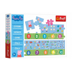 Obrázek Puzzle vzdělávací Čísla Prasátko Peppa/Peppa Pig 20 dílků 117x19,5cm v krabici 33x23x6cm