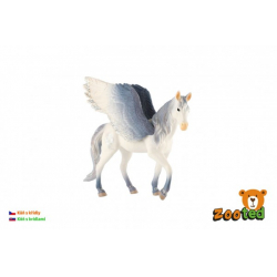 Obrázek Kůň s křídly bílo-šedý zooted plast 14cm v sáčku