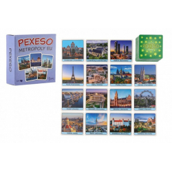 Obrázek Pexeso Metropole EU papírové společenská hra 32 obrázkových dvojic v papírové krabičce 8x8cm