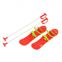 Obrázek Dětské lyže s vázáním a holemi Baby Mix BIG FOOT 42 cm červené