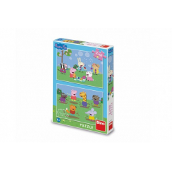 Obrázek Puzzle 2v1 Prasátko Peppa/Peppa pig a kamarádi 2x48 dílků v krabici 19x27x4cm