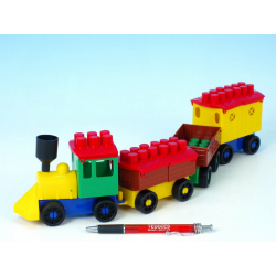 Obrázek Stavebnice LORI 6 vlak+ 3 vagónky plast v sáčku