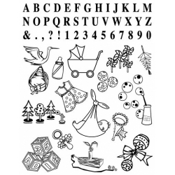 Obrázek Gelová razítka- Narození dítěte s abecedou a čísly