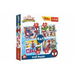 Obrázek Puzzle 4v1 Spidey a jeho úžasní přátelé/Disney Marvel v krabici 28x28x6cm