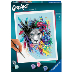 Obrázek CreArt Pestrobarevný lev s květinami