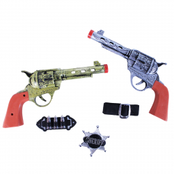 Obrázek Kovbojská sada 2 pistole s odznakem a páskem