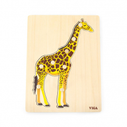 Obrázek Dětské dřevěné puzzle vkládačka Montessori Viga Žirafa
