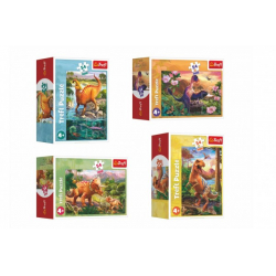 Obrázek Minipuzzle 54 dílků Dinosauři 4 druhy v krabičce 9x6,5x4cm 40ks v boxu