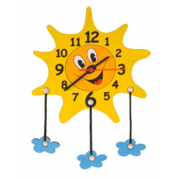 Obrázek DoDo Dětské dřevěné hodiny sluníčko s mráčky