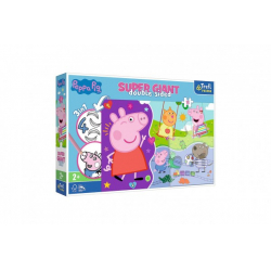 Obrázek Puzzle 3v1 GIANT oboustranné 15 dílků Prasátko Peppa/Peppa Pig 60x40cm v krabici 40x27x6cm 24m+