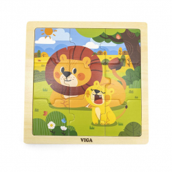 Obrázek Dřevěné puzzle pro nejmenší Viga 9 ks Lev