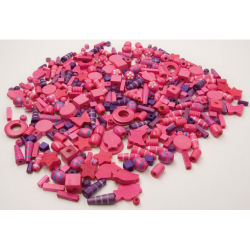 Obrázek Korálky drevené BIG-1000ks ružovofialové