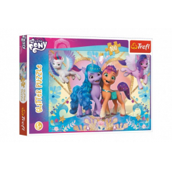 Obrázek Puzzle My Little Pony třpytivé 100 dílků 48x34cm v krabici 33x23x4cm