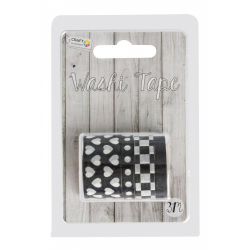 Obrázek Dekorační lepicí páska - Washi pásky, 3 m, 4 ks (černé, různé šířky)
