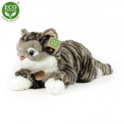 Obrázek Plyšová mourovatá kočka šedá 40 cm ECO-FRIENDLY