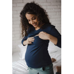 Obrázek Těhotenské a kojící tričko Milk Shirt milk & love modrá L