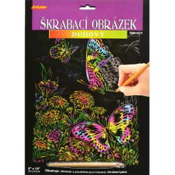 Obrázek Škrabacie obrázok dúhový - Motýle