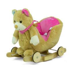 Obrázek Houpací hračka s melodií a kolečky Milly Mally Polly Medvídek hnědo-růžový