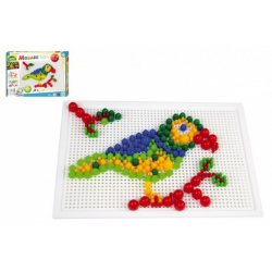 Obrázek Mozaika sada plast barevná 400ks kloboučky+kolíčky v krabici 32x24x3,5cm