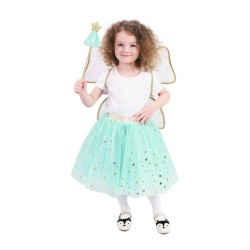 Obrázek Dětský kostým tutu sukně zelená víla s hůlkou a křídly
