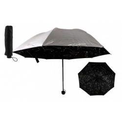 Obrázek Deštník hvězdná obloha skládací 25cm látka/kov pro dospělé stříbrný v sáčku