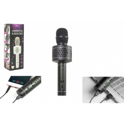 Obrázek Mikrofon Karaoke Bluetooth černý na baterie s USB kabelem v krabici 10x28x8,5cm