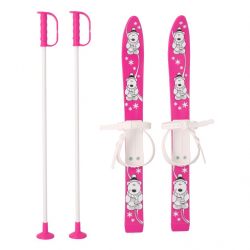 Obrázek Dětské lyže s vázáním a holemi Baby Mix 70 cm růžové