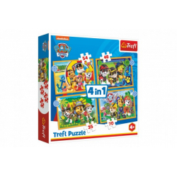 Obrázek Puzzle 4v1 Prázdniny Tlapková Patrola/Paw Patrol 28,5x20,5cm v krabici 28x28x6cm