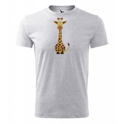 Obrázek Pánské Tričko Classic New - Veselá zvířátka - Žirafa, vel. S - šedý melír