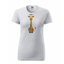 Obrázek Dámské Tričko Classic New - Veselá zvířátka - Žirafa, vel. S - šedý melír