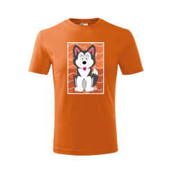 Obrázek Dětské Tričko Classic New - Veselá zvířátka - Husky, vel. 6 let - oranžová