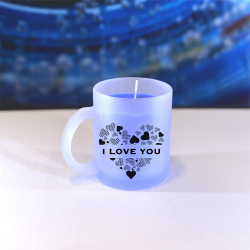 Obrázek Vonná svíčka Valentýn - I Love You #2 - modrá, vanilka