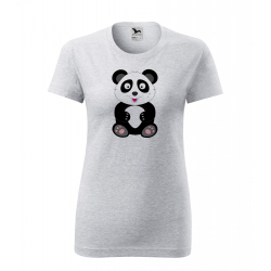Obrázek Dámské Tričko Classic New - Veselá zvířátka - Panda, vel. S - šedý melír