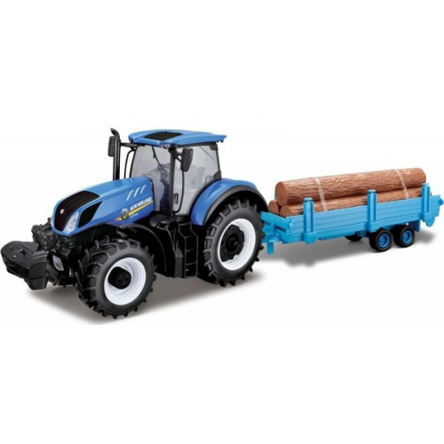 Obrázek Bburago 1:32 Farm Traktor New Holland s vlečkou na dřevo