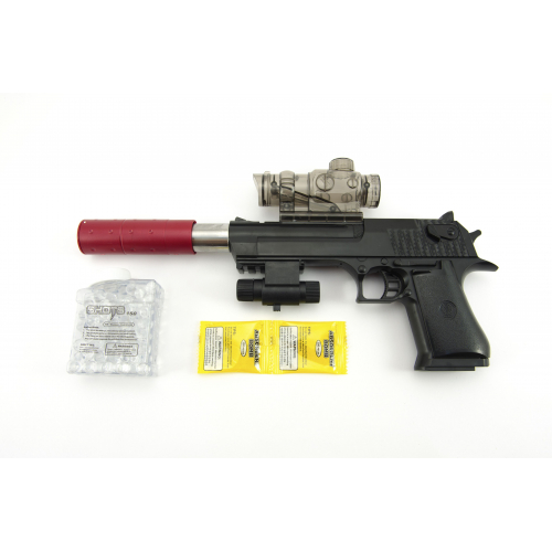 Obrázek Pistole plast/kov 33cm na vodní kuličky + náboje 9-11mm   se světlem