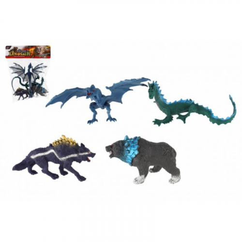 Obrázek Zvířata Fantasy plast drak vlkodlak 4ks v sáčku 28x30x8cm