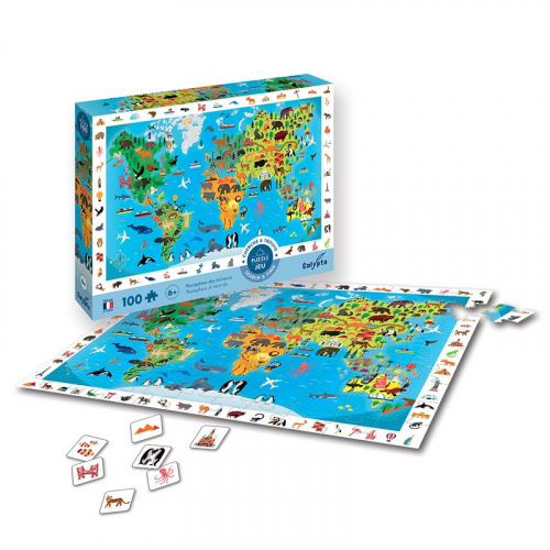 Puzzle - mapa světa se zvířaty