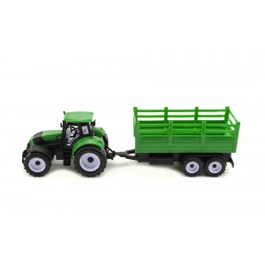 Obrázek Traktor s vlečkou plast 38cm na setrvačník - 2 barvy v blistru
