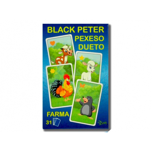 Obrázek Černý Petr/Pexeso/Dueto farma 3v1 7x10,5x1,5cm 31ks krabičce