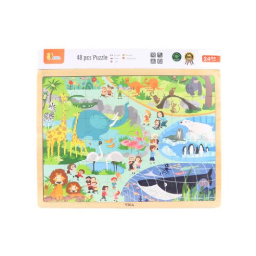 Obrázek Dřevěné puzzle 48 dílků - Zoo