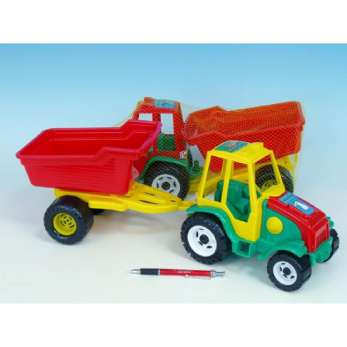 Obrázek Traktor s vlekem plast 52cm - 2 barvy
