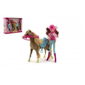 Obrázek Kůň + panenka žokejka plast