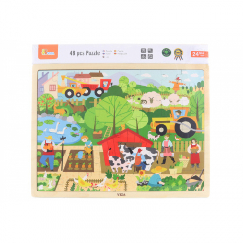 Obrázek Dřevěné puzzle 48 dílků - farma